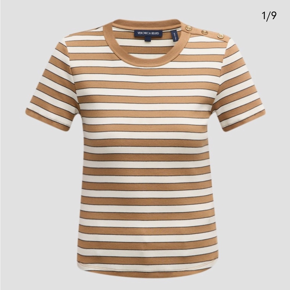 Veronica Beard Striped Short Sleeve Top